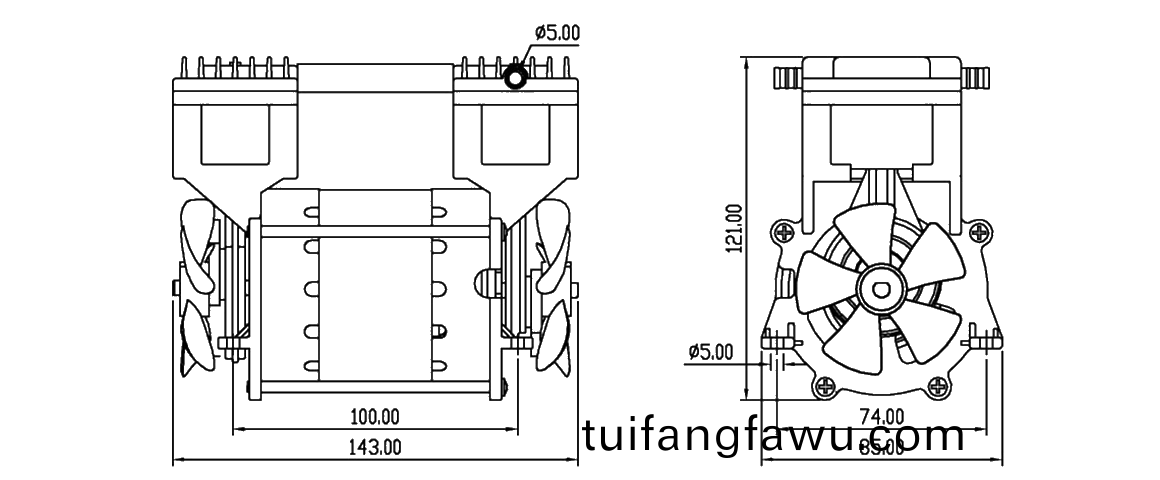 HP-200V活塞真空(kong)泵(beng) 尺(chi)寸(cun)圖(tu)