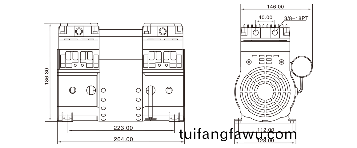 HP-200C活塞(sai)真空(kong)泵(beng) 尺(chi)寸圖