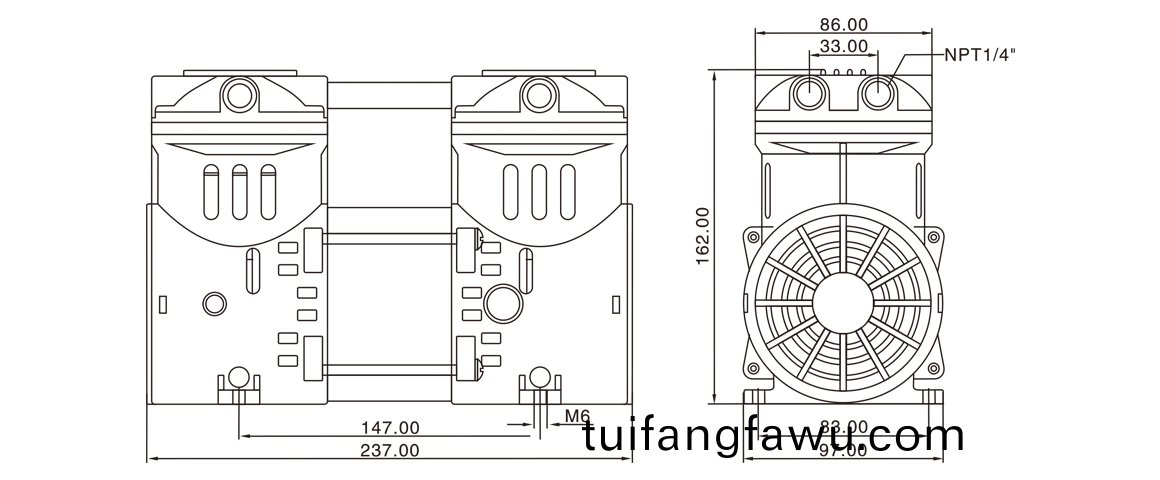 HP-550C活塞真空泵 尺(chi)寸圖