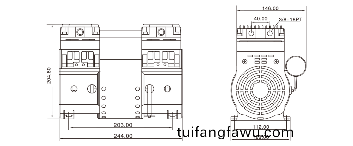 HP-2000H活(huo)塞真空泵 尺(chi)寸(cun)圖(tu)